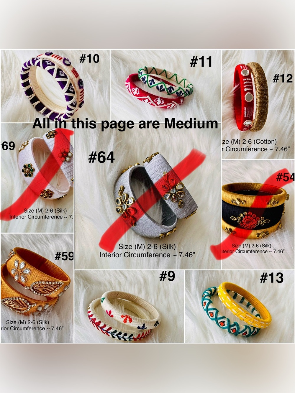 🎡🎡Handmade Silk or Cotton Wrapped Bangle Set of your choice in various sizes - Picture 3 of 16